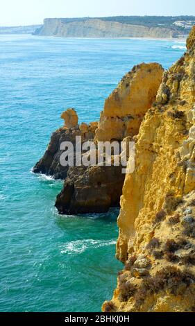 Ponta da Piedade spettacolari formazioni rocciose cammelli testa sulla costa Algarve di Portugak Foto Stock