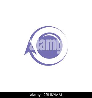 cerchio 3d freccia semplice flat logo vettore Illustrazione Vettoriale
