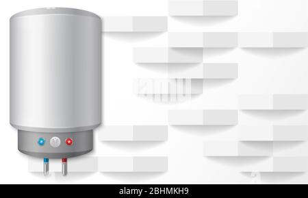 simetta l'illustrazione del riscaldatore dell'acqua su sfondo astratto Illustrazione Vettoriale