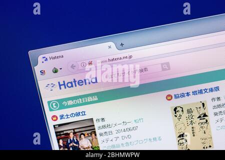 Ryazan, Russia - 29 aprile 2018: Homepage del sito web di Hatena sul display del PC Foto Stock