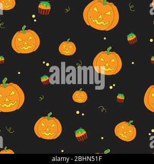 Modello Vector senza giunture per Halloween. I modelli di Halloween possono essere utilizzati per album, carta, stampa tessile, copertina. Collezione vettoriale di Halloween celebrb Illustrazione Vettoriale