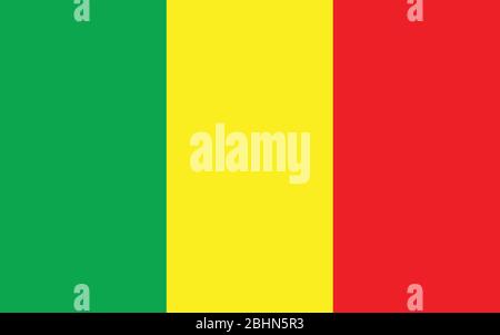 Grafica vettoriale flag Mali. Illustrazione della bandiera Maliana rettangolare. La bandiera del Mali è un simbolo di libertà, patriottismo e indipendenza. Illustrazione Vettoriale
