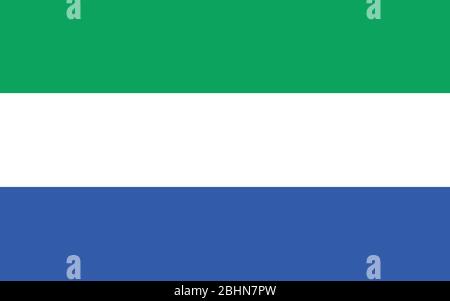 Grafica vettoriale bandiera Sierra Leone. Illustrazione rettangolare della bandiera Sierra Leonean. La bandiera della Sierra Leone è un simbolo di libertà, patriottismo e indeprensità Illustrazione Vettoriale