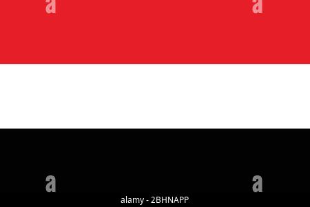 Grafico vettoriale bandiera Yemen. Illustrazione della bandiera yemenita rettangolare. La bandiera dello Yemen è un simbolo di libertà, patriottismo e indipendenza. Illustrazione Vettoriale