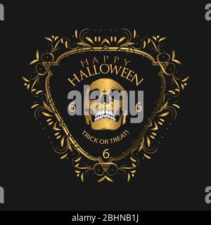 set vettoriale di badge, emblemi ed etichette vintage di lusso halloween. modelli per feste di halloween Illustrazione Vettoriale
