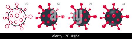 Vettore cellulare di molecola di coronavirus. Impostare le icone Illustrazione Vettoriale