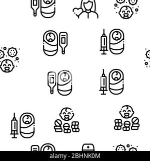 Vettore Pediatria Medical Seamless Pattern Illustrazione Vettoriale