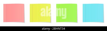 Set di adesivi colorati in carta. Illustrazione vettoriale. Adesivi di carta quadrati isolati. Illustrazione Vettoriale