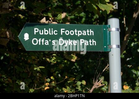 offas dyke pedalata segno, broadrock, vicino chepstow, gloucestershire. Foto Stock