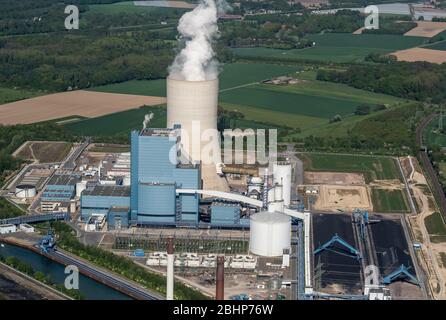 26 aprile 2020, Renania settentrionale-Vestfalia, Datteln: La centrale a carbone Datteln 4 dell'operatore Uniper. Foto: Bernd Thissen/dpa Foto Stock