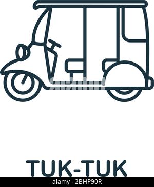 Icona tuk-tuk. Semplice elemento linea Tuk-Tuk simbolo per modelli, web design e infografica Illustrazione Vettoriale