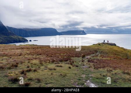 Vista panoramica da Neist Point sull'isola di Skye in Scozia Foto Stock