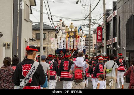 Tajiri, Osaka / Giappone - 7 ottobre 2017: I cittadini di Tajiri nella prefettura di Osaka in Giappone celebrano il tradizionale festival autunnale Foto Stock