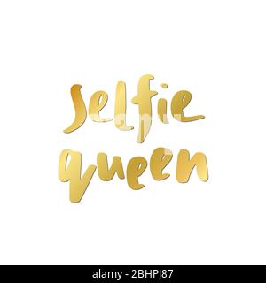 Stampa Selfie Queen in semplice stile dootle disegnato a mano. Iscrizione alla moda, slogan scritto a mano. Girly per stampe di t-shirt, custodie per telefono, tazze o poster. Illustrazione vettoriale vintage Illustrazione Vettoriale