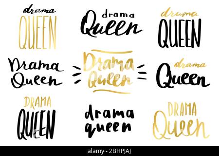 Stampa Drama Queen in stile semplice. Iscrizione alla moda, slogan scritto a mano. Girly per stampe di t-shirt, custodie per telefono, tazze o poster. Illustrazione vettoriale vintage Illustrazione Vettoriale