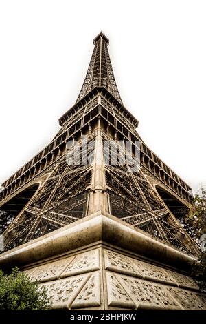 Torre Eifel da un angolo sotto, colore Foto Stock