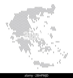 Grecia infografica sulla popolazione. Mappa fatta da persone bastone figura Illustrazione Vettoriale