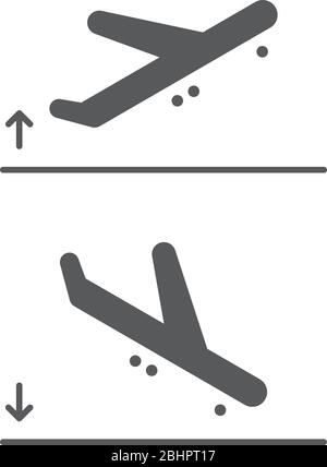 Simbolo dell'icona del vettore di atterraggio e decollo dell'aereo isolato su sfondo bianco Illustrazione Vettoriale