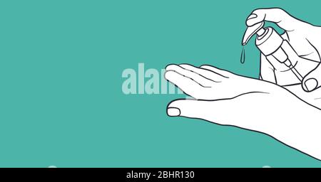 Illustrazione del lavaggio delle mani. Precauzioni igiene di pulizia per la pandemia di coronavirus Foto Stock