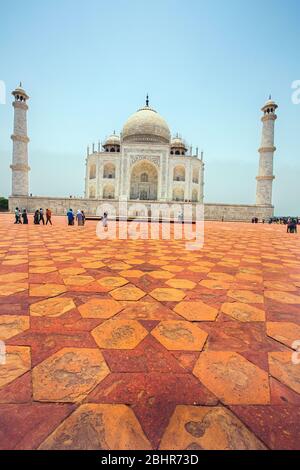 una delle sette 7 meraviglie del mondo, bella taj mahal.mahal taj, shahjahan, mumtaz, monumento in india, agra, delhi, monumento dell'amore, monumenti romantici Foto Stock