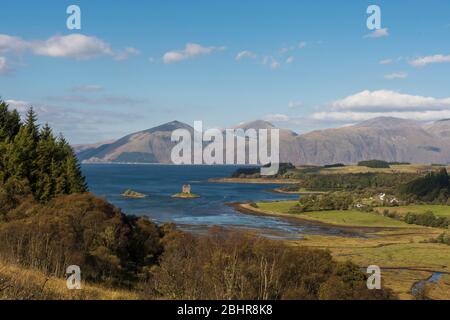 Castello Stalker, Loch Linnhe, Argyll Foto Stock
