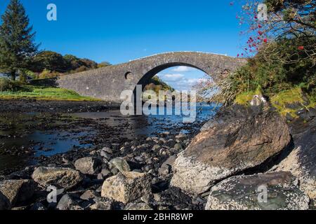 Clachan, Seil, Ponte sopra l'Atlantico, Isola di Seil, Argyll Foto Stock