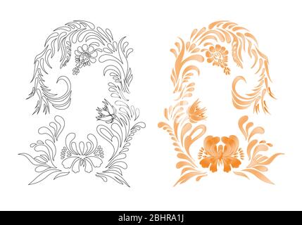 Sfondo autunnale di motivi floreali. Caldo motivo floreale arancione. Foto Stock