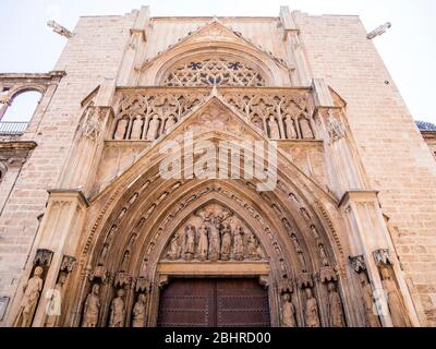 Pórtico de los apóstoles de la Catedral de Valencia. Comunidad Valenciana. España Foto Stock