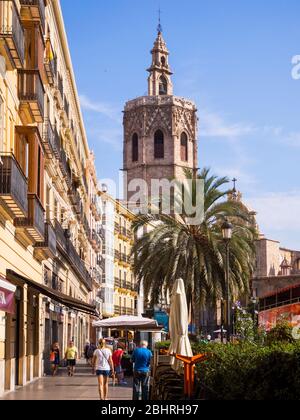 Campanario Torre del Miguelete de la catedral de Valencia. Comunidad Valenciana. España Foto Stock