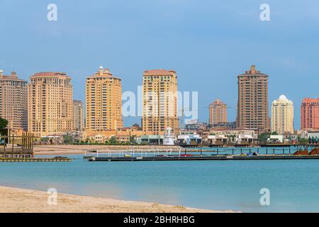 Case residenziali a Pearl Island a Doha, Qatar Foto Stock