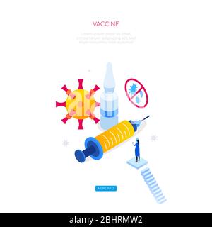 Vaccino contro il virus - moderno banner isometrico colorato web Illustrazione Vettoriale