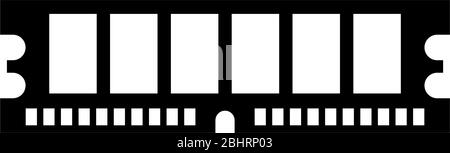 Chip di memoria per computer hardware, RAM per PC. Illustrazione dell'icona del vettore piatto. Semplice simbolo nero su sfondo bianco. Chip di memoria per computer hardware, RAM per PC Illustrazione Vettoriale