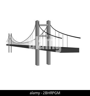 Icona Bridge o logo semplice. Architettura e costruzioni del ponte. Edificio moderno collegato. Illustrazione vettoriale Illustrazione Vettoriale