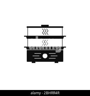 Icona semplice del vaporizzatore. Apparecchio da cucina. Illustrazione vettoriale isolata su bianco Illustrazione Vettoriale