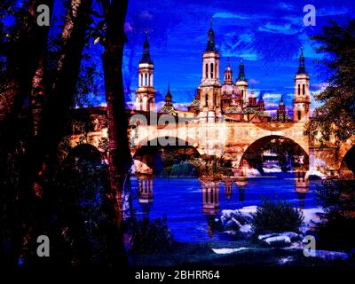 Composición de la Basílica de Nuestra Señora del Pilar. Saragozza. Aragón. España Foto Stock