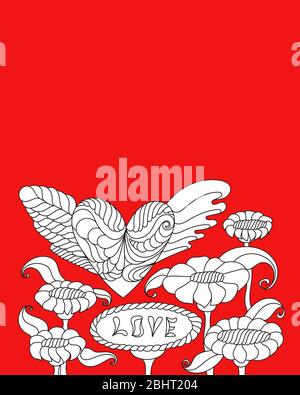 Carta Happy Valentines Day. Sfondo del giorno di San Valentino Foto Stock
