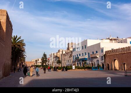 Avenue Oqba Ibn Nafiaa, Essaouira, Marocco Foto Stock