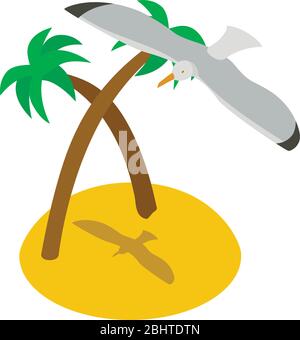 Icona della spiaggia estiva, stile isometrico Illustrazione Vettoriale