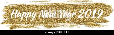 Illustrazione vettoriale tratto pennello oro felice anno nuovo 2019 Illustrazione Vettoriale