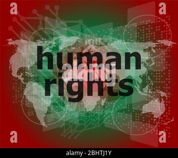 Nozione di diritto: le parole dei diritti umani sul business sfondo digitale Foto Stock