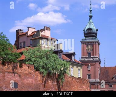 Torre dell'orologio del Castello reale, Piazza del Castello (Plac Zamkowy), Città Vecchia, Varsavia (Warszawa), Repubblica di Polonia Foto Stock