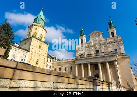 Perla dell'architettura barocca a Lublino - arcidiocesi di San Giovanni Battista e San Giovanni Evangelista, Polonia Foto Stock