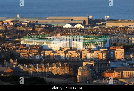 Easter Road, Edimburgo, sede del Hibernian Football Club. Foto Stock