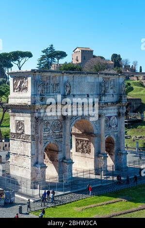 Kristantinsbogen, Triumphbogen von Kaiser Konstantin, Rom, Lazio, Italien, Europa Foto Stock