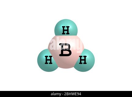 Il borano (triidridoborone) è un composto inorganico di formula chimica BH3. Si tratta di un gas incolore che persiste solo a temperature elevate o. Foto Stock