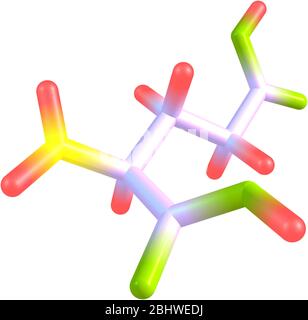 Un modello di acido glutammico, un amminoacido. Ha una funzione importante nel metabolismo e nella neurotrasmissione delle cellule. Foto Stock