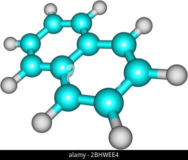 Il naftalene è un composto organico di formula C10H8. È l'idrocarburo aromatico policiclico più semplice, ed è un solido cristallino bianco con una cha Foto Stock