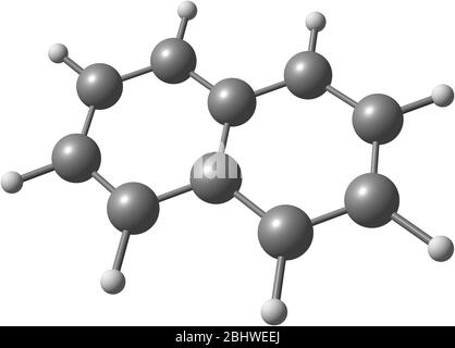 Il naftalene è un composto organico di formula C10H8. È l'idrocarburo aromatico policiclico più semplice, ed è un solido cristallino bianco con una cha Foto Stock