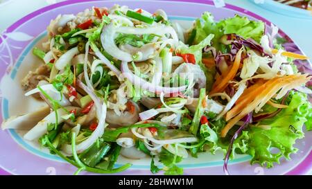 Insalata Thai cibo, Thailandia cucinato da vicino deliziosa dieta sana Foto Stock