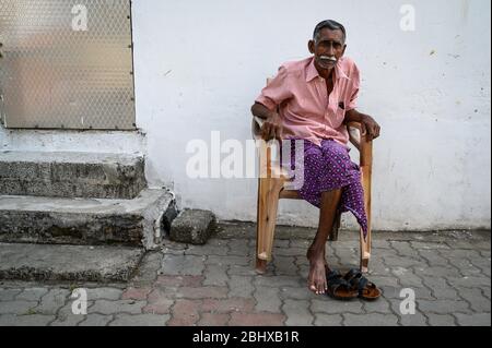 Ritratto di un uomo di mezza età, Kochi, India Foto Stock